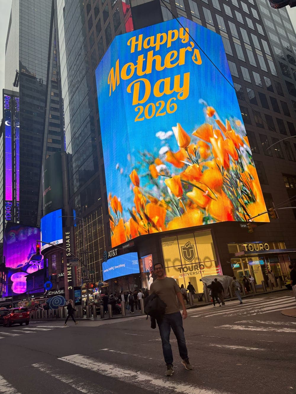 A Traza team member in Times Square, New York.